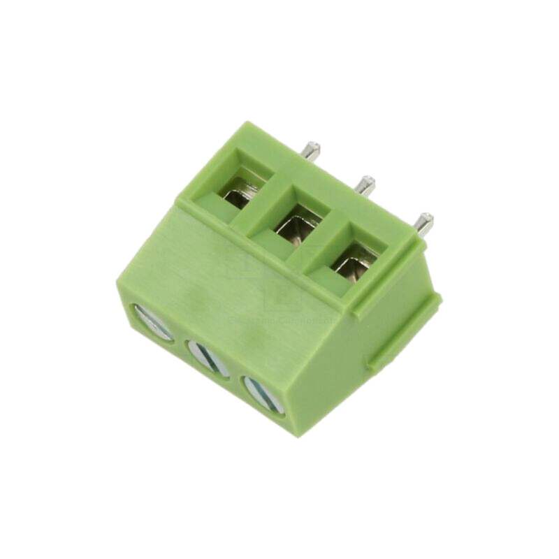 Regletă de conexiuni pt.PCB; în unghi 90°; 5mm; piste: 3; verde