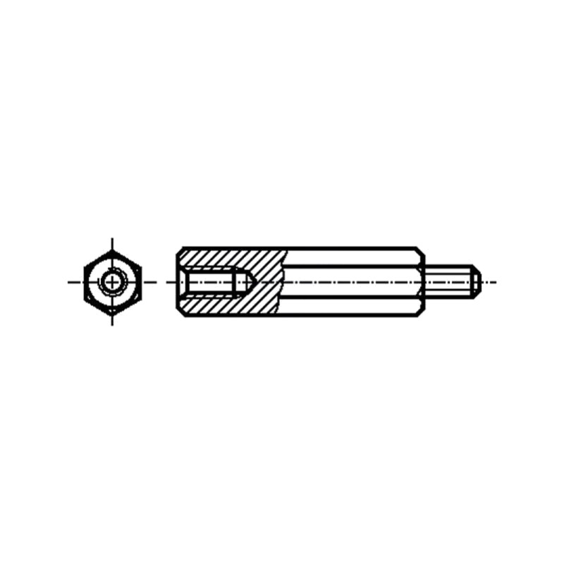 Piuliţă-distanţieră filetată; 5mm; Filet int: M2,5; oţel; zinc Piuliţă-distanţieră filetată; 5mm; Filet int: M2,5; oţel; zinc