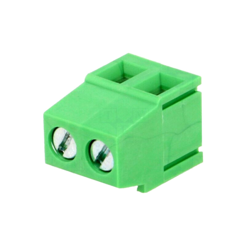 Regletă de conexiuni pt.PCB; în unghi 90°; 5,08mm; piste: 2; 250V Regletă de conexiuni pt.PCB; în unghi 90°; 5,08mm; piste: 2; 250V