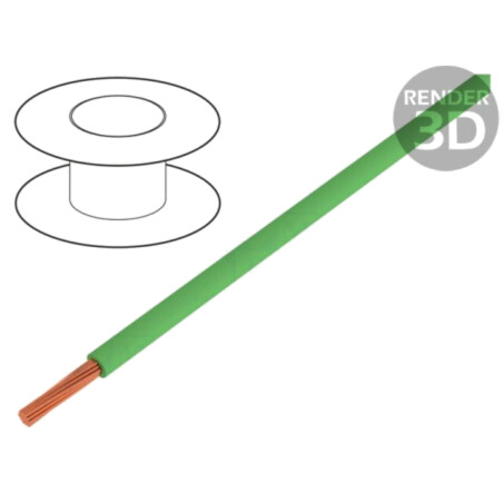 Cablu; litat; OFC; 0,22mm2; PVC; verde; 49V; 200m; 1x0,22mm2