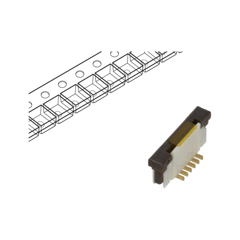 Conector: FFC/FPC; verticală; PIN: 6; ZIF; SMT; 125V; 1A; gold flash Conector: FFC/FPC; verticală; PIN: 6; ZIF; SMT; 125V; 1A; gold flash