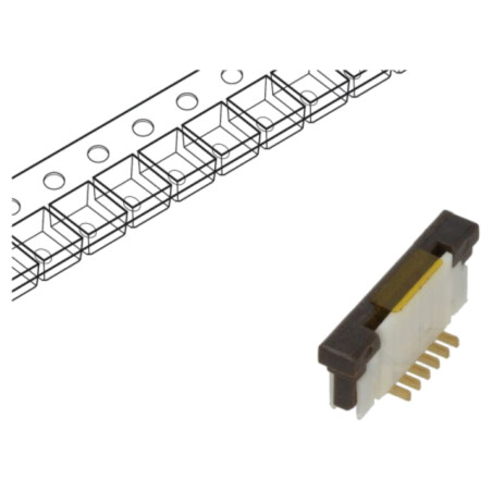 Conector: FFC/FPC; verticală; PIN: 6; ZIF; SMT; 125V; 1A; gold flash