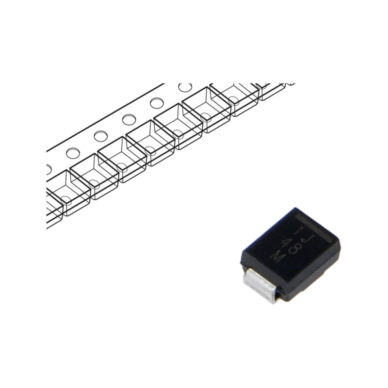 Diodă: redresoare Schottky; SMB; SMD; 100V; 1A; rolă,bandă