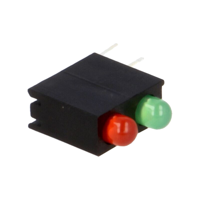 LED; bicoloră,în carcasă; 3mm; Nr.diode: 2; roşie/galben-verde
