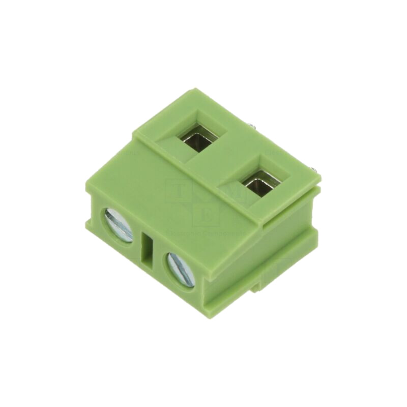 Regletă de conexiuni pt.PCB; în unghi 90°; 7,5mm; piste: 2; verde Regletă de conexiuni pt.PCB; în unghi 90°; 7,5mm; piste: 2; verde