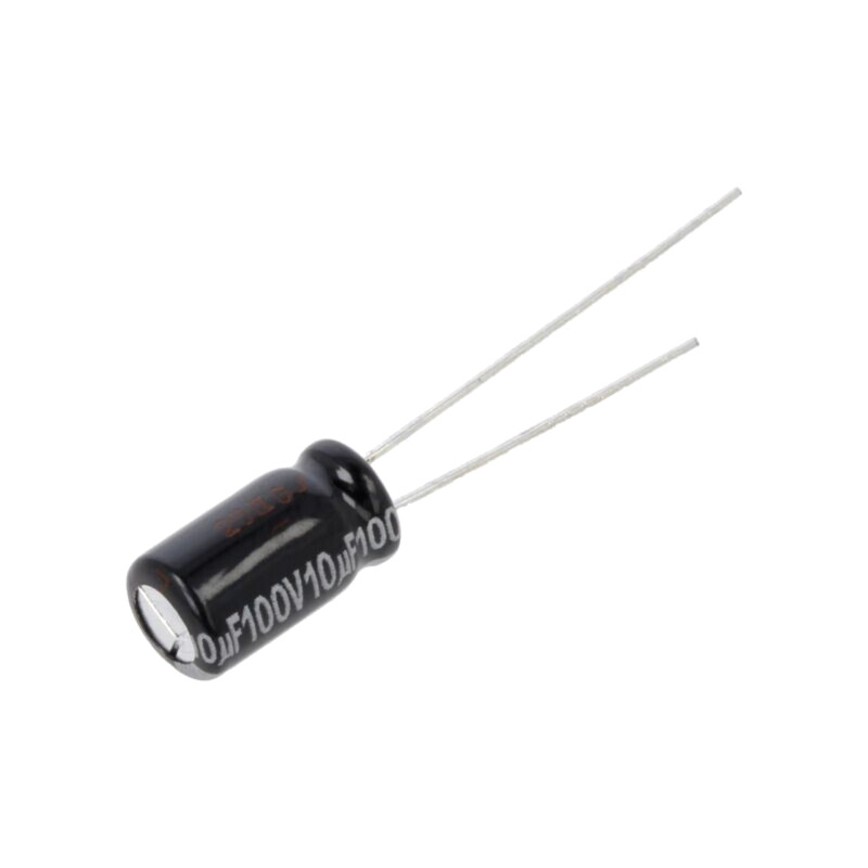 Condensator: electrolitic; THT; 10uF; 100VDC; Ø6,3x11,2mm; ±20% Condensator: electrolitic; THT; 10uF; 100VDC; Ø6,3x11,2mm; ±20%