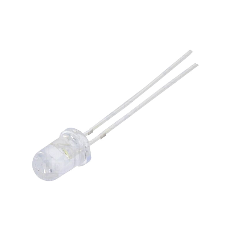 LED; 5mm; alb rece; 43000÷60000mcd; 15°; Parte frontală: convex