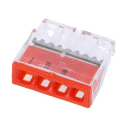 Cu eliberare rapidă; bornă cu arc; 1,5÷2,5mm2; 450V; 24A; roşie