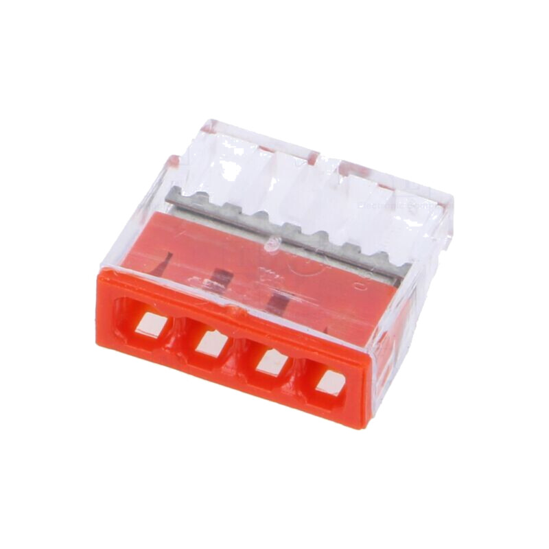Cu eliberare rapidă; bornă cu arc; 1,5÷2,5mm2; 450V; 24A; roşie