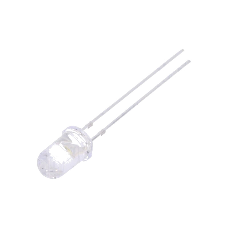 LED; 5mm; alb rece; 35000÷40000mcd; 15°; Parte frontală: convex