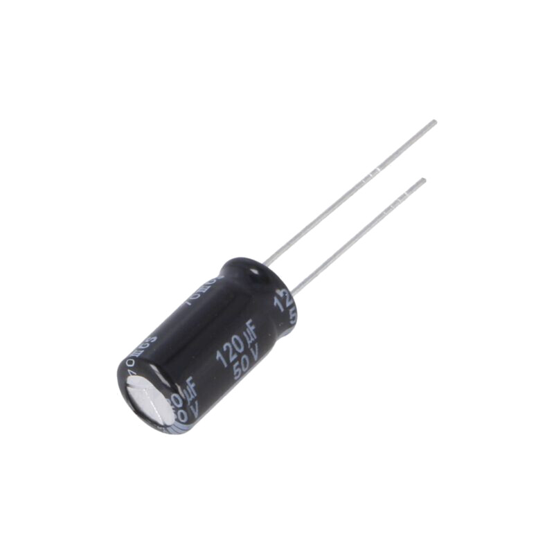 Condensator: electrolitic; low ESR; THT; 120uF; 50VDC; Ø8x15mm Condensator: electrolitic; low ESR; THT; 120uF; 50VDC; Ø8x15mm