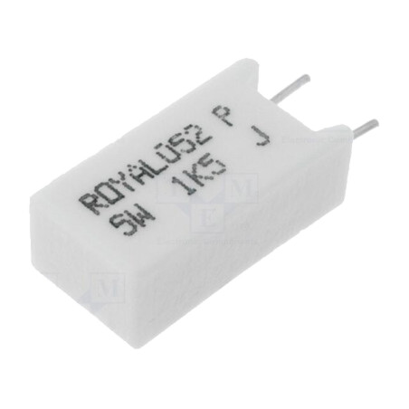 Rezistor: bobinat; cu ciment; verticală,THT; 1,5kΩ; 5W; ±5%