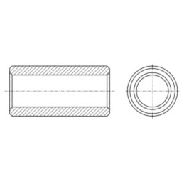 Manşon distanţier; 6mm; cilindric; aluminiu; Diam.ext: 5mm