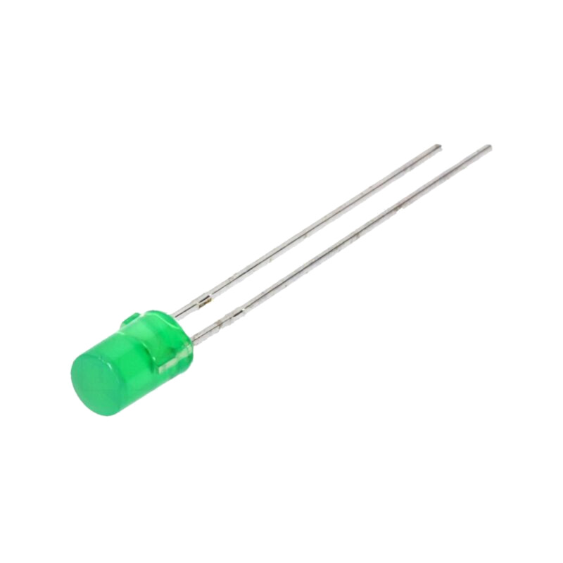 LED; 4mm; verde; 1,2÷3mcd; 100°; Parte frontală: plat; 2,2÷2,5VDC LED; 4mm; verde; 1,2÷3mcd; 100°; Parte frontală: plat; 2,2÷2,5VDC