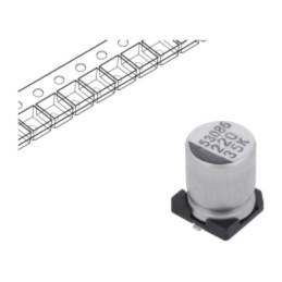 Condensator: electrolitic; SMD; 220uF; 35VDC; Ø8x10mm; ±20%; 2000h