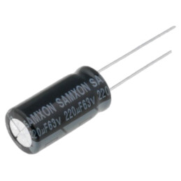 Condensator: electrolitic; THT; 220uF; 63VDC; Ø10x20mm; Raster: 5mm