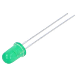 LED; 5mm; verde; 30mcd; 60°; Parte frontală: convex; 2,2÷2,6VDC
