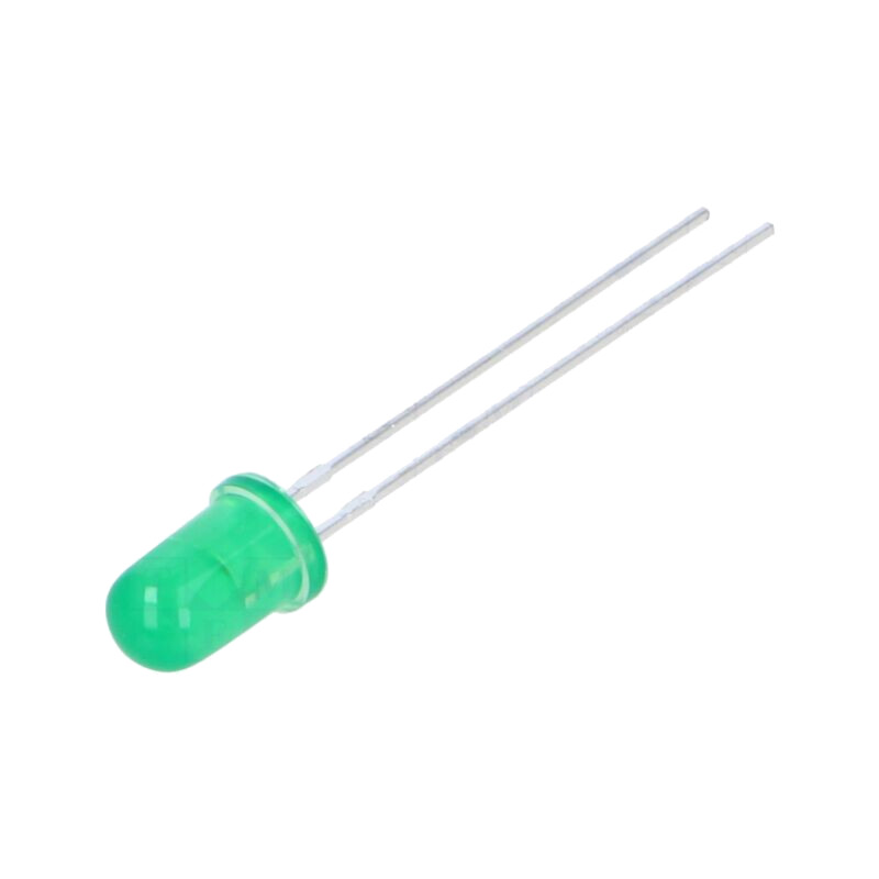 LED; 5mm; verde; 30mcd; 60°; Parte frontală: convex; 2,2÷2,6VDC