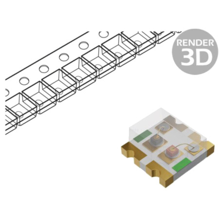 LED; SMD; 1616; RGB; 1,6x1,6x0,35mm; 120°; 20mA; 60/95mW