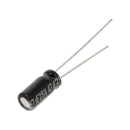 Condensator: electrolitic; THT; 47uF; 25VDC; Ø5x11mm; Raster: 2mm