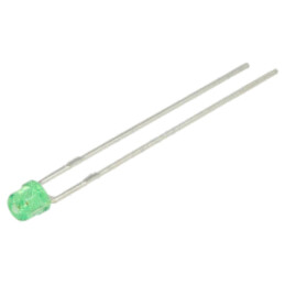 LED; 3mm; verde; 2÷6mcd; 130°; Parte frontală: plat; 2,2÷2,5VDC