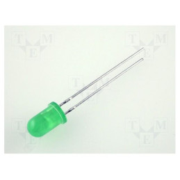 LED; 5mm; verde; 0,8÷3,2mcd; 60°; Parte frontală: convex; Nr.term: 2