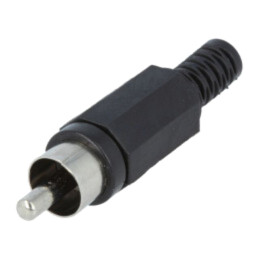 Conector: RCA; mufă; tată; cu manşon; drept; lipire; neagră