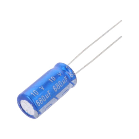 Condensator: electrolitic; THT; 680uF; 10VDC; Ø8x16mm; ±20%; 6000h