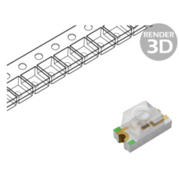 LED; SMD; 0805; roşie; 20÷90mcd; 2x1,25x0,7mm; 140°; 20mA; 72mW; 598