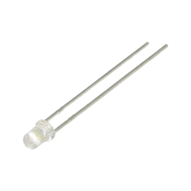 LED; 3mm; alb rece; 9000mcd; 30°; Parte frontală: convex; Nr.term: 2 LED; 3mm; alb rece; 9000mcd; 30°; Parte frontală: convex; Nr.term: 2