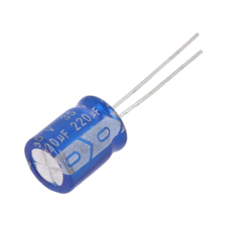 Condensator: electrolitic; THT; 220uF; 35VDC; Ø10x12mm; Raster: 5mm