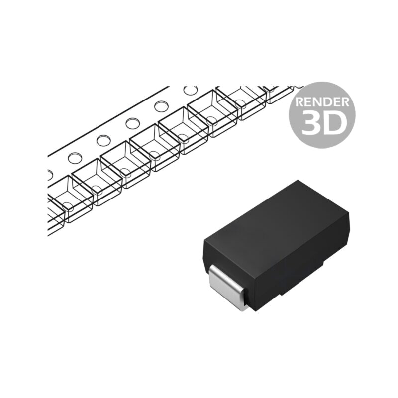 Diodă: redresoare; SMD; 1kV; 1A; 1,8us; subSMA; Ufmax: 1,1V; Ifsm: 30A Diodă: redresoare; SMD; 1kV; 1A; 1,8us; subSMA; Ufmax: 1,1V; Ifsm: 30A