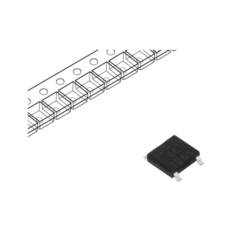 Punte redresoare: monofazat; 600V; If: 1A; Ifsm: 30A; ABS; SMT
