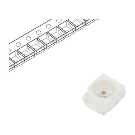 LED; SMD; 3528,PLCC2; galbenă; 1000÷2300mcd; 3,5x2,8x1,8mm; 120°
