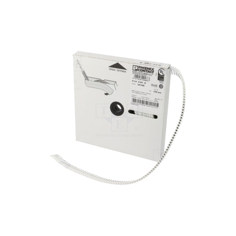 Vârf: tub de capăt; izolată; cupru; 0,5mm2; 8mm; cositorit; albă Vârf: tub de capăt; izolată; cupru; 0,5mm2; 8mm; cositorit; albă