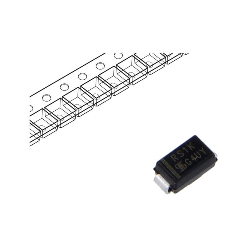 Diodă: redresoare; SMD; 800V; 1A; 500ns; SMA; Ufmax: 1,3V; Ifsm: 30A