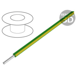 Cablu; EcoWire; 14AWG; sârmă; Cu; MPPE; verde-galben; 600V; 305m