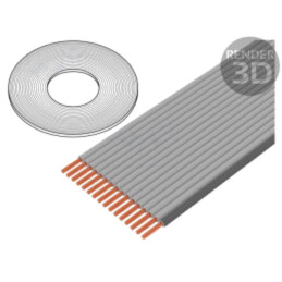 Cablu: cabluri bandă; 0,635mm; litat; Cu; neecranat; PVC; gri; 30,5m