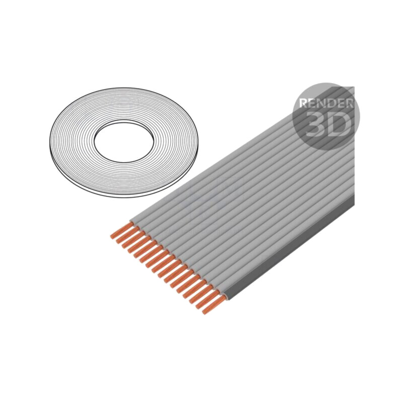 Cablu: cabluri bandă; 0,635mm; litat; Cu; neecranat; PVC; gri; 30,5m Cablu: cabluri bandă; 0,635mm; litat; Cu; neecranat; PVC; gri; 30,5m