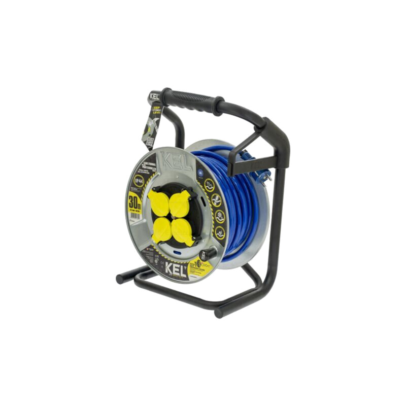 Prelungitor alimentare; 3x2,5mm2; Prize: 4; PUR; albastru; 30m; 16A Prelungitor alimentare; 3x2,5mm2; Prize: 4; PUR; albastru; 30m; 16A