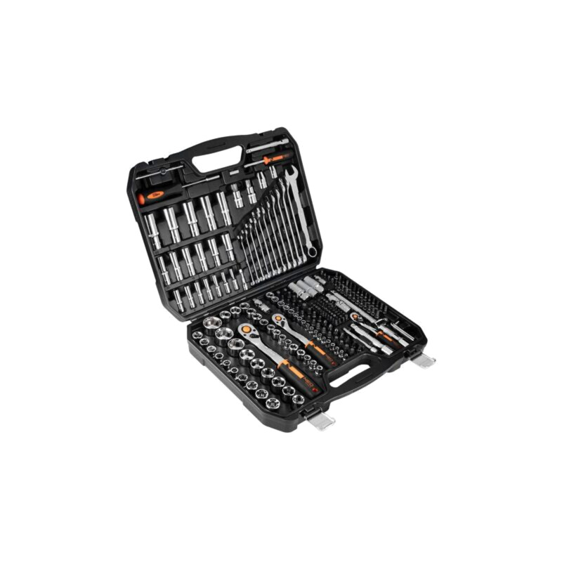 Set chei; 6-puncte,tubulară; Fixare: 1/2",1/4",3/8"; 219buc.