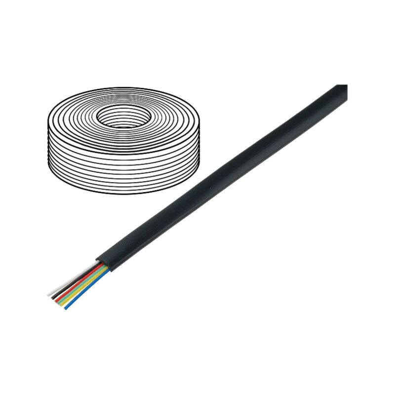 Cablu: cablu telecomunicaţii; 6x28AWG; litat; negru; 500m; Fire: Cu