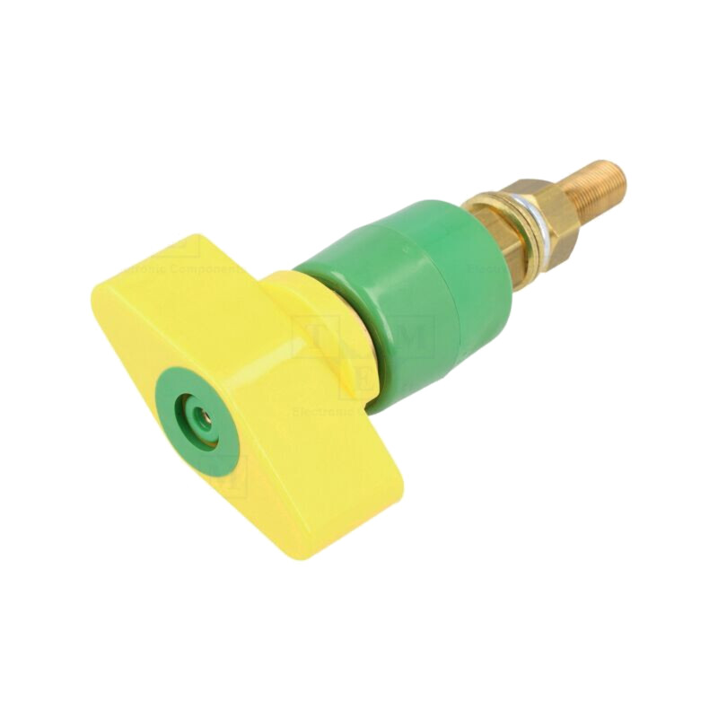 Clemă de laborator; galben-verde; 1kVDC; 200A; alamă; 143mm; Pas: 1