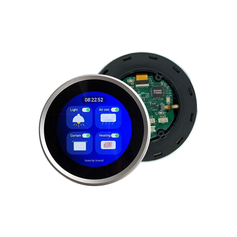 Afişaj: TFT; 2,1"; 480x480; Ø79x35,4mm; 300cd/m2; Controler: FT800Q