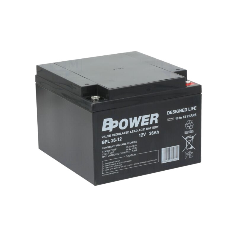 Acumul: plumb-acid; 12V; 26Ah; AGM; nu necesită întreţinere; 9,4kg Acumul: plumb-acid; 12V; 26Ah; AGM; nu necesită întreţinere; 9,4kg