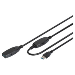 Repeater USB; USB 3.0; USB A soclu,USB A mufă; 20m; negru