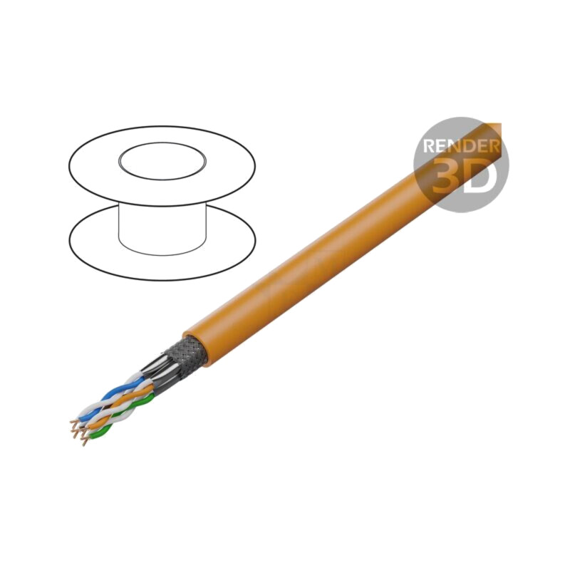 Cablu; S/FTP; 4x2x23AWG; 7; sârmă; OFC; LSZH; portocalie; 50m