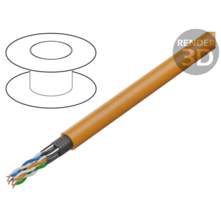 Cablu; S/FTP; 4x2x23AWG; 7; sârmă; OFC; LSZH; portocalie; 50m