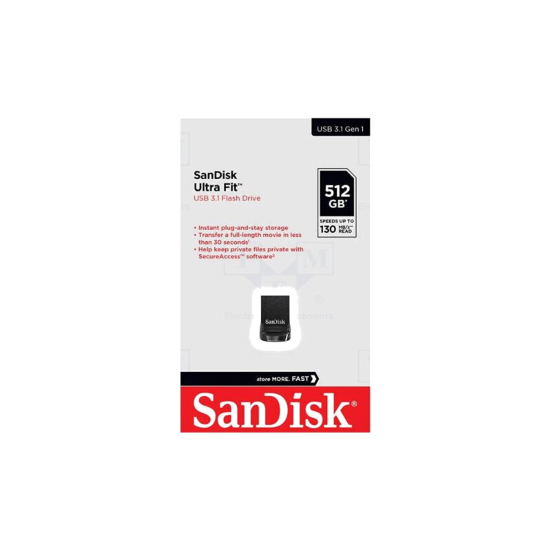 Pendrive; USB 3.2; 512GB; R: 130MB/s; ULTRA FIT; USB A Pendrive; USB 3.2; 512GB; R: 130MB/s; ULTRA FIT; USB A
