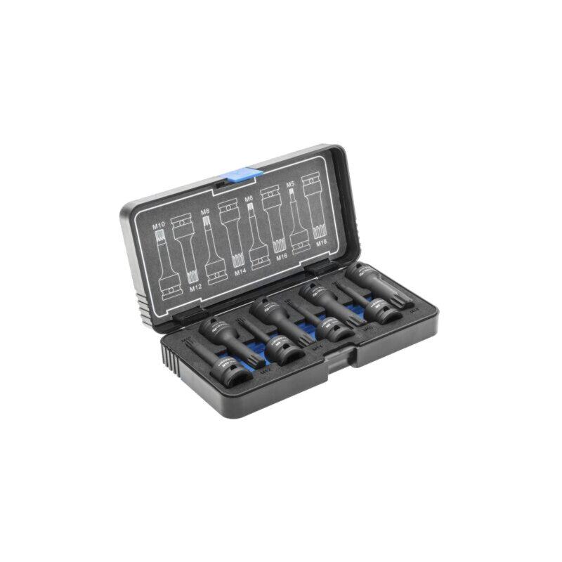 Set chei; spline (12-puncte),cu impact; Fixare: 1/2"; 8buc.